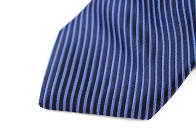 Mens Black & Navy Striped 8cm Patterned Neck Tie