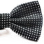 Mens Black Plain Coloured Bow Tie With White Polka Dots