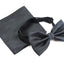Mens Black Plain Coloured Checkered Bow Tie & Matching Pocket Square Set