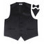 Mens Black Plain Vest Waistcoat & Matching Bow Tie & Pocket Square