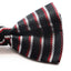 Mens Black, Red & Silver Striped Patterned Bow Tie