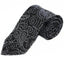 Mens Black & Silver Boho Paisley Patterned 8cm Neck Tie