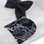 Mens Black & Silver Boho Paisley Silk Pocket Square