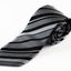 Mens Black & Silver Elegant Diagonal Striped Patterned 8cm Neck Tie