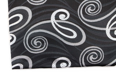 Mens Black, Silver & Grey Swirl Silk Pocket Square