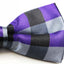 Mens Black, Silver & Purple Square Patterned Bow Tie