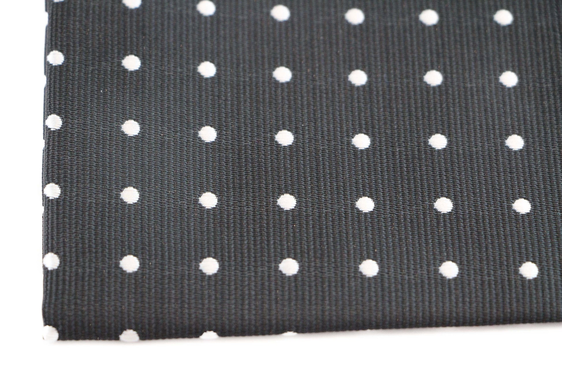Mens Black & Silver Small Polka Dot Silk Pocket Square
