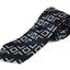 Mens Black & Silver Striped Square Box Patterned 8cm Neck Tie