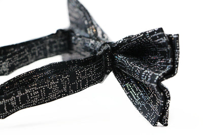 Mens Black Sparkly Glitter Patterned Bow Tie