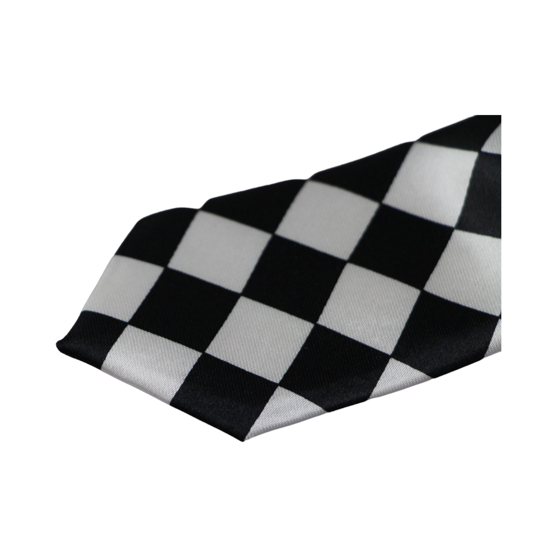 Mens Black & White Diamond 5cm Skinny Neck Tie