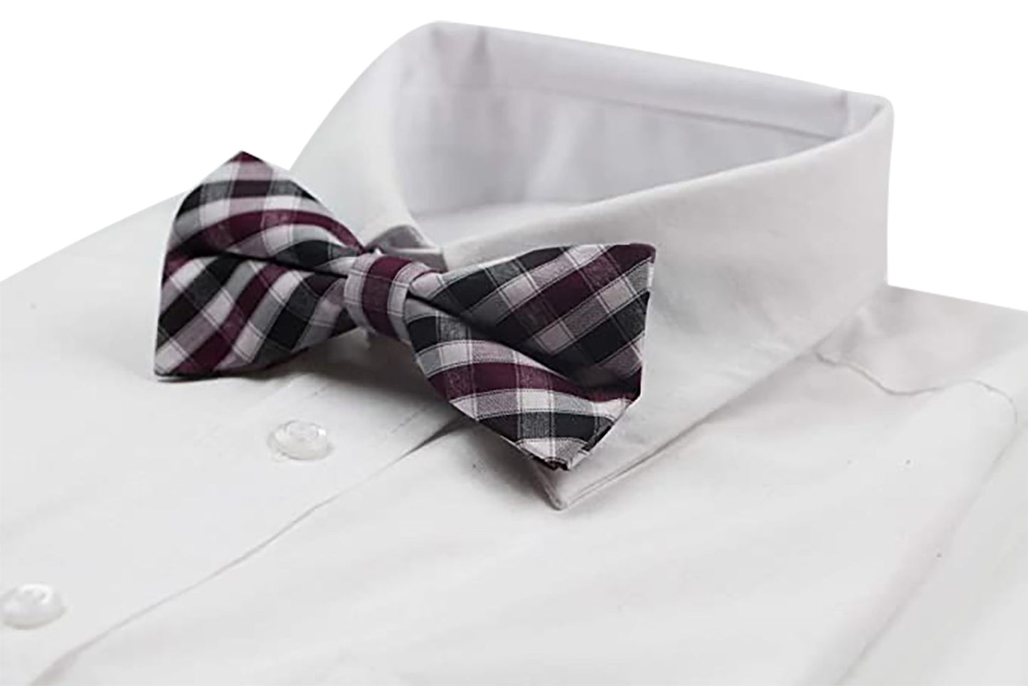 Mens Black, White & Maroon Patterned Cotton Bow Tie