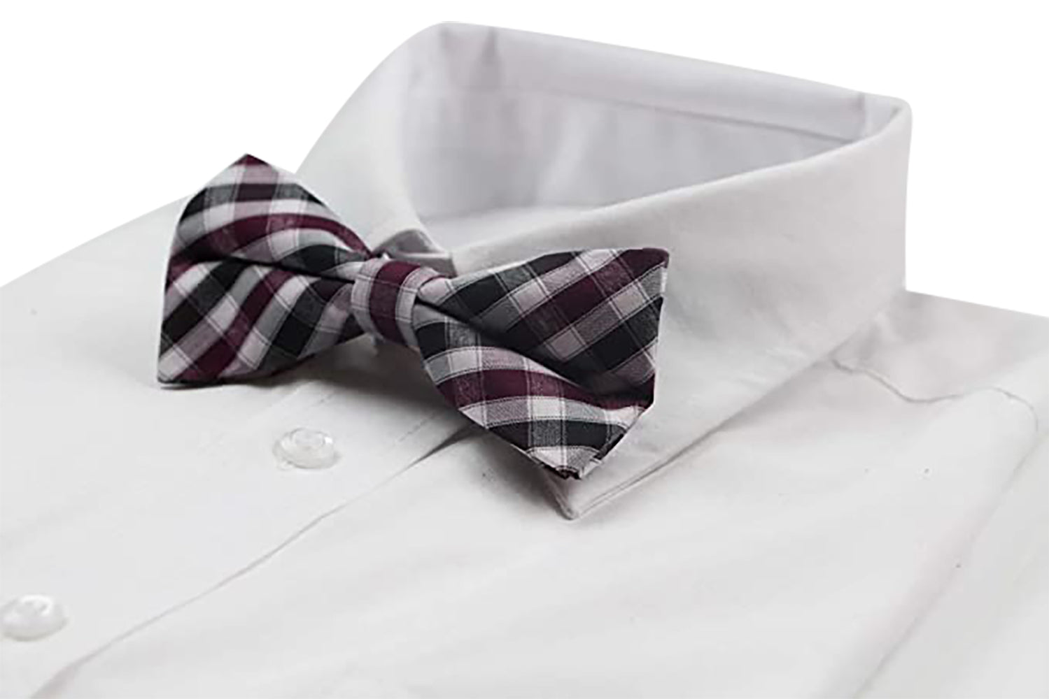 Mens Black, White & Maroon Patterned Cotton Bow Tie