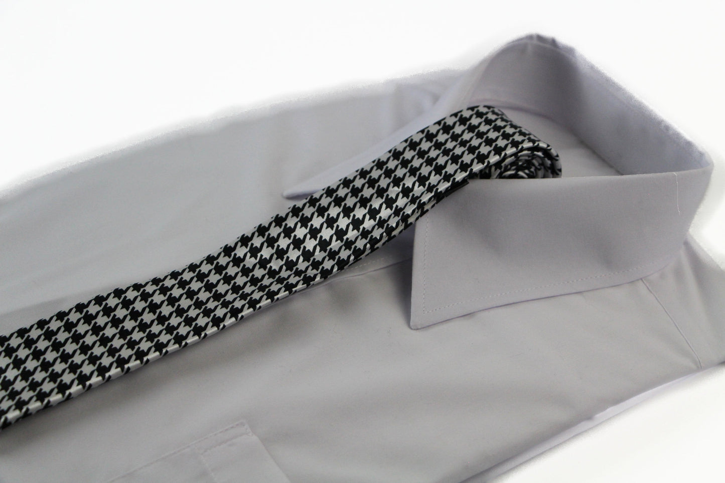 Mens Black & White Mosaic Print 5cm Skinny Neck Tie