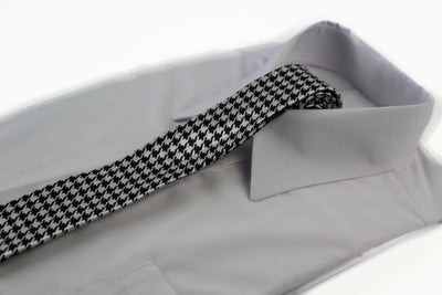 Mens Black & White Mosaic Print 5cm Skinny Neck Tie