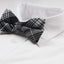 Mens Black & White Plaid Patterned Cotton Bow Tie
