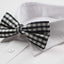Mens Black & White Plaid Patterned Tinsel Bow Tie