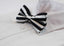 Mens Black & White Thick Horizontal Striped Patterned Bow Tie