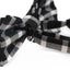 Mens Black & White Thick Plaid Double Layered Cotton Checkered Bow Tie