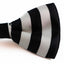 Mens Black & White Thick Vertical Striped Patterned Bow Tie