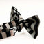 Mens Black & White Thick Vertical Striped Patterned Bow Tie