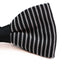 Mens Black & White Vertical Striped Knitted Bow Tie