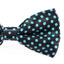 Mens Black With Light Blue Small Polka Dot Patterned Bow Ties