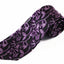 Mens Black With Purple Leaves Patterned 8cm Neck Tie