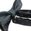 Mens Black With Silver Stars Matching Bow Tie & Pocket Square Set