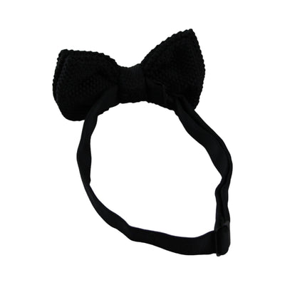 Mens Black With White Polka Dots Knitted Bow Tie