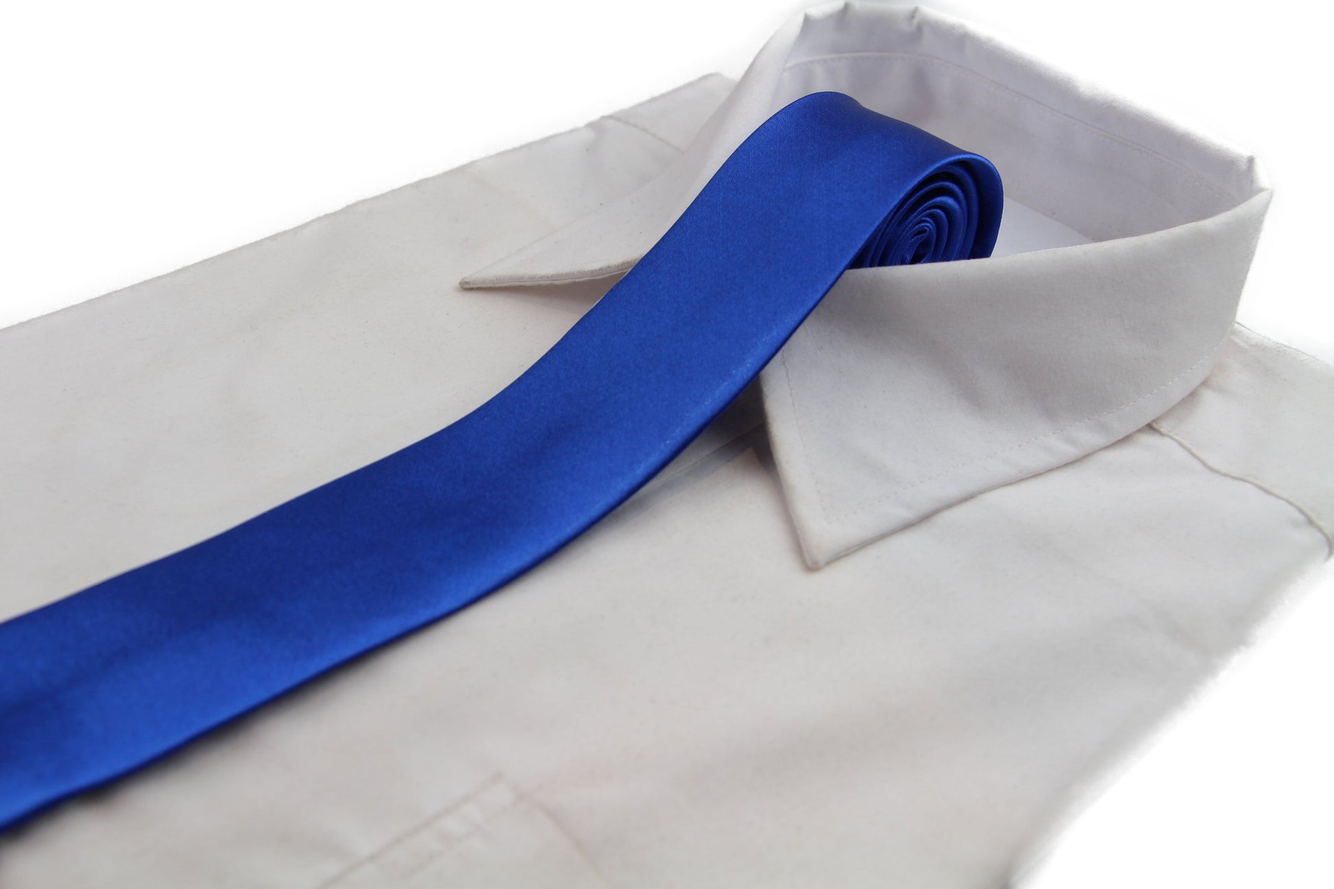 Mens Blue 5cm Skinny Plain Neck Tie