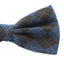 Mens Blue & Black Thick Plaid Double Layered Cotton Checkered Bow Tie