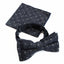 Mens Blue Denim With White Dots Cotton Bow Tie & Pocket Square Set