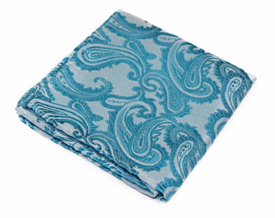 Mens Blue Paisley Pocket Square