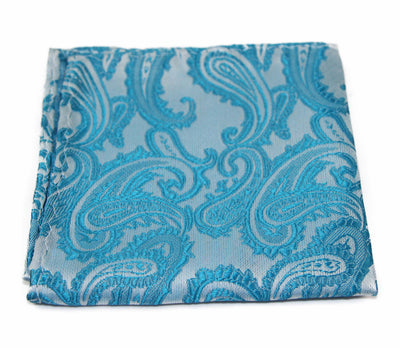 Mens Blue Paisley Pocket Square