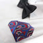 Mens Blue, Red & Silver Paisley Silk Pocket Square
