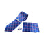 Mens Blue, Silver & Pink, Checkered Matching Neck Tie, Pocket Square, Cuff Links And Tie Clip Set