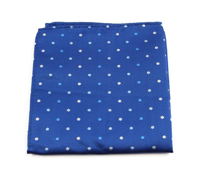 Mens Blue Small Polka Dot Silk Pocket Square