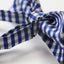 Mens Blue, White & Black Checkered Cotton Bow Tie