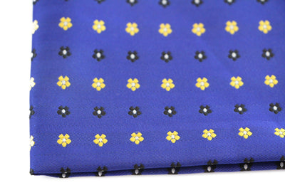 Mens Blue & Yellow Flower Silk Pocket Square