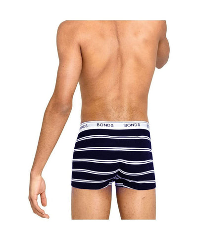 Mens Bonds Guyfront Trunk Underwear Navy With White Stripes