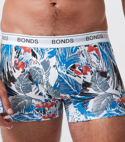 Mens Bonds Guyfront Trunks Underwear Undies Multicoloured Leaves