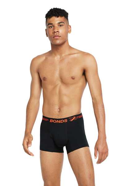Mens Bonds X-Temp Trunk Underwear Trunks Black/Orange