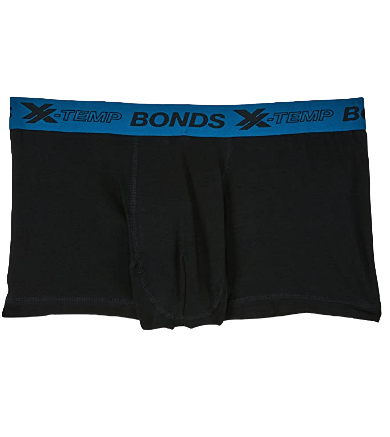 Mens Bonds X-Temp Trunk Underwear Trunks Black/Petrol Blue