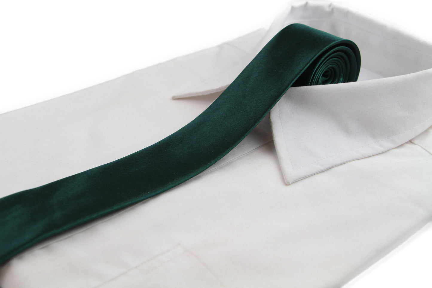 Mens Bottle Green 5cm Skinny Plain Neck Tie