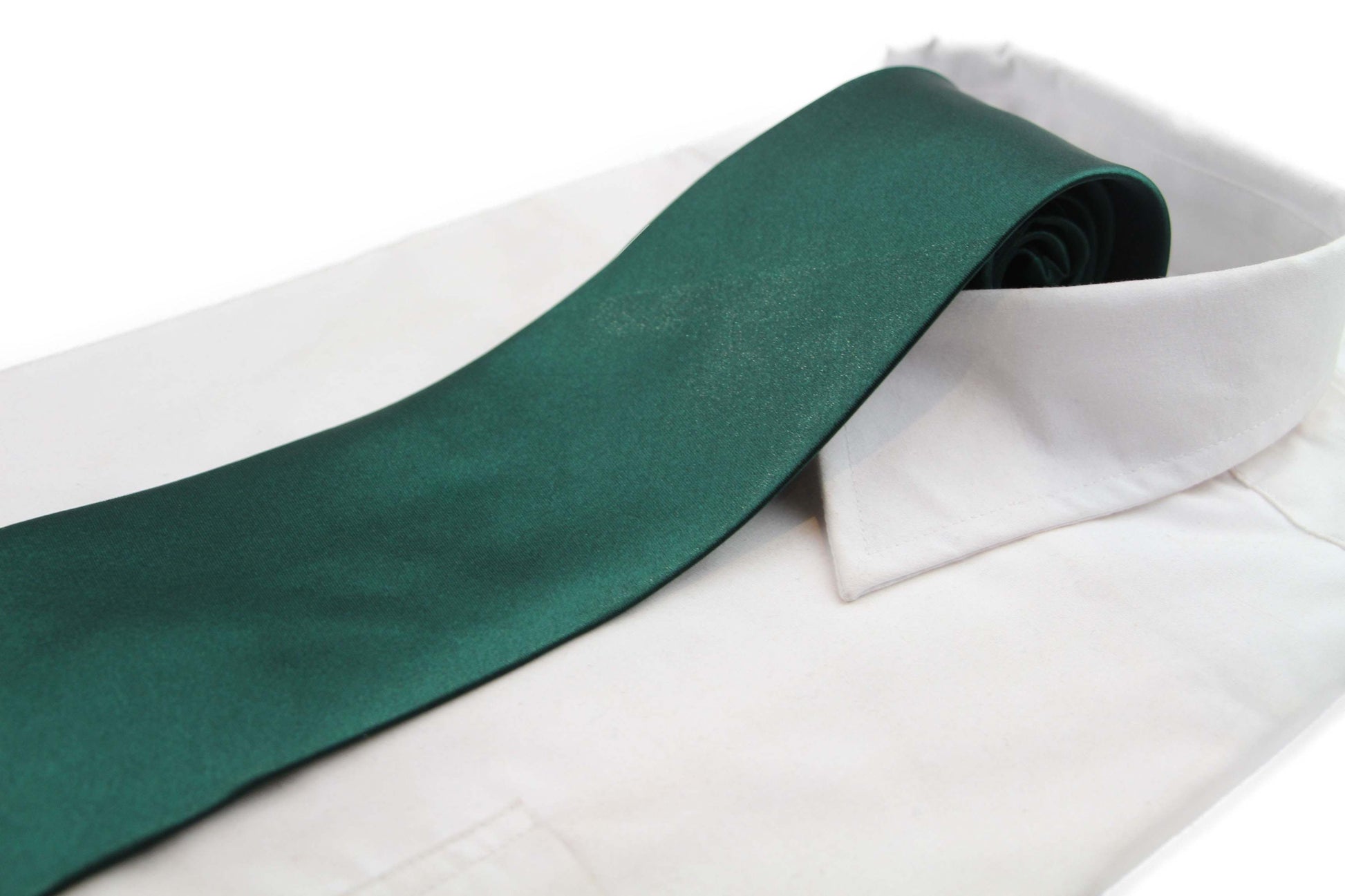 Mens Bottle Green Classic 10cm Plain Neck Tie