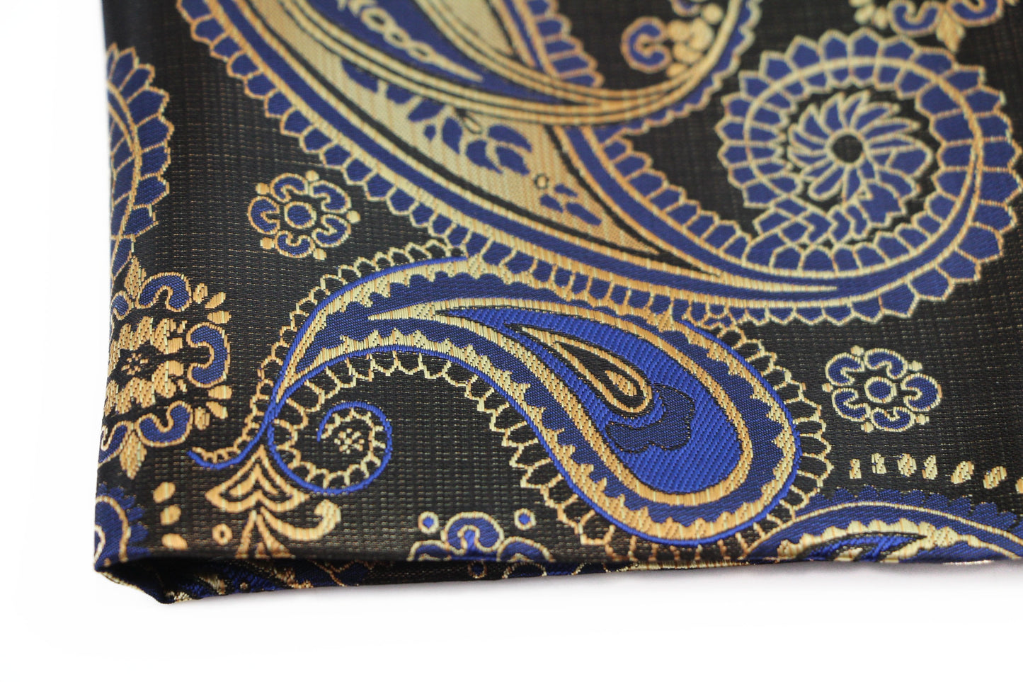 Mens Bronze & Blue Paisley Silk Pocket Square