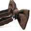 Mens Brown Denim & Burgundy Trim Cotton Bow Tie & Pocket Square Set