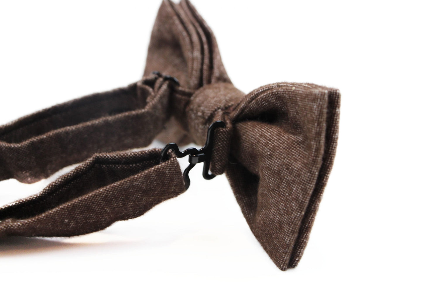 Mens Brown Denim & Burgundy Trim Cotton Bow Tie & Pocket Square Set