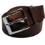 Mens Brown Leather Belt With Curved Silver Buckle