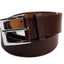 Mens Brown Leather Belt With Curved Silver Buckle